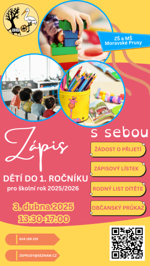 Zápis dětí do 1. ročníku pro školní rok 2025/2026
